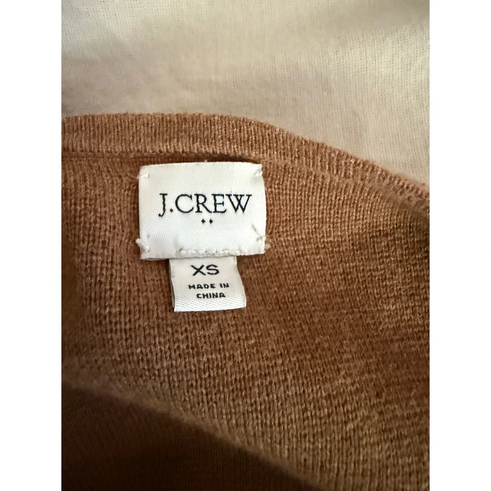 J.Crew Juliette Open Cardigan Sweater‎ Blazer Knit Tan Brown Cotton Blend XS